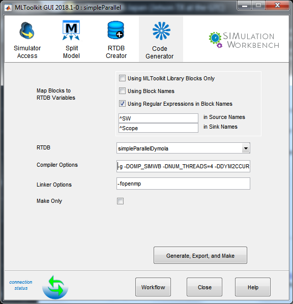 MLToolkit Running Simulink Models with OpenMP code in SimWB