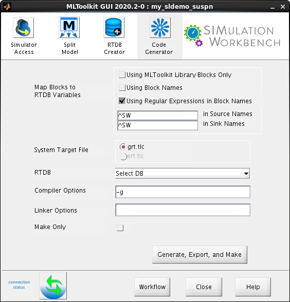 MLToolkit GUI Code Generator Tab